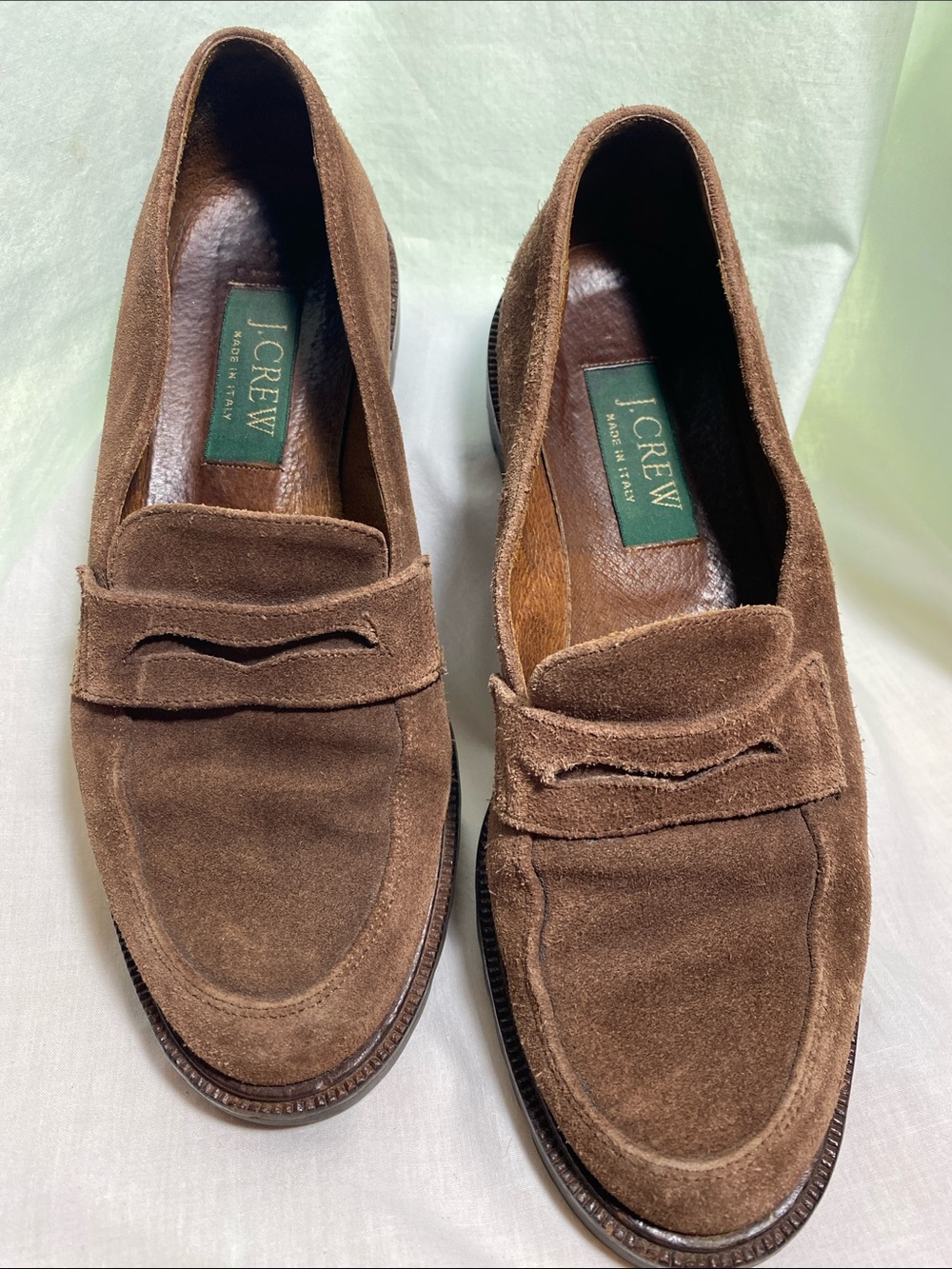 J.Crew Brown Suede Leather Penny Loafers Made in Italy Women’s Flats
